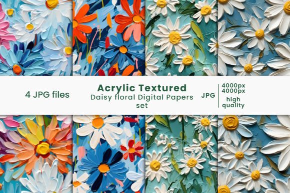 Acrylic Textured Daisy Floral Patterns