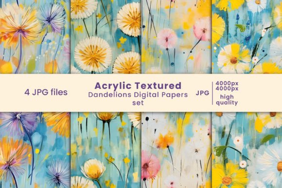 Acrylic Textured Dandelions Patterns