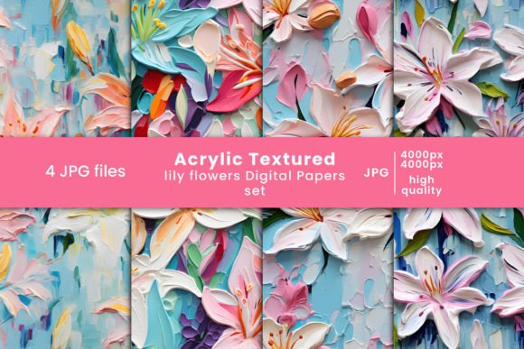 Acrylic Textured Lily Flowers Patterns: Elevating Your Digital Creations with Timeless Elegance