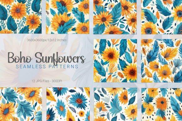 Boho Sunflowers Seamless Patterns: A Natural Touch for Creative Projects