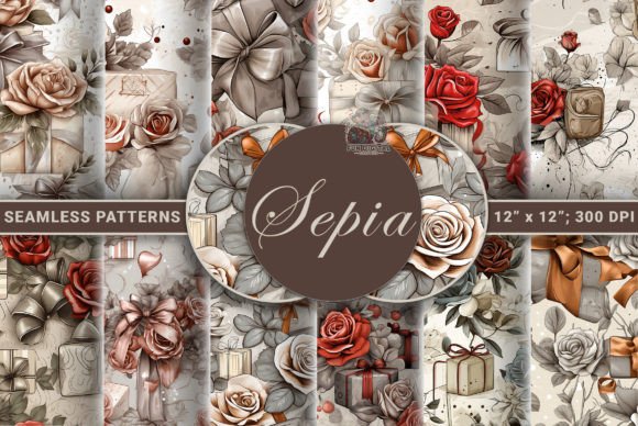 Discover the Warmth of Sepia-Toned Rose Seamless Patterns