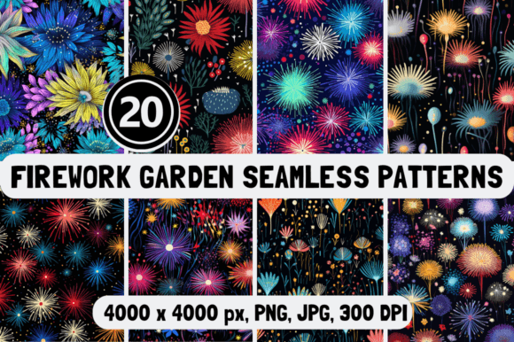 Firework Garden Seamless Patterns: A Fusion of Nature and Celebration