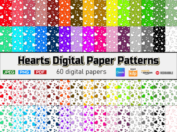 Hearts Digital Paper Patterns