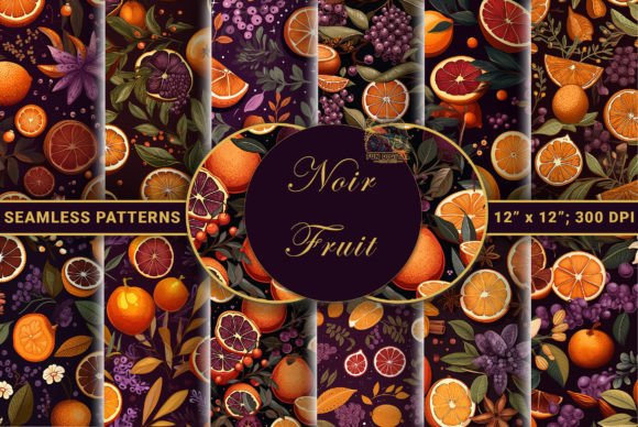 Midnight Orchard Fruit Patterns