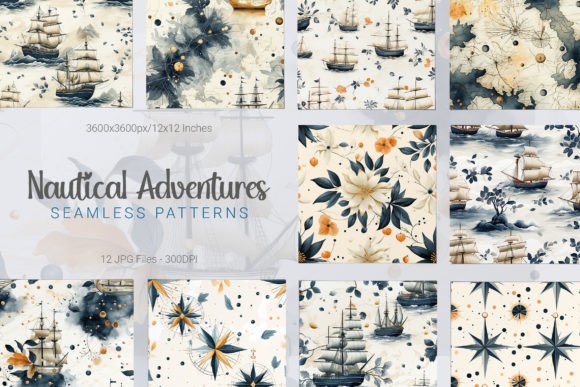Nautical Adventures Seamless Patterns