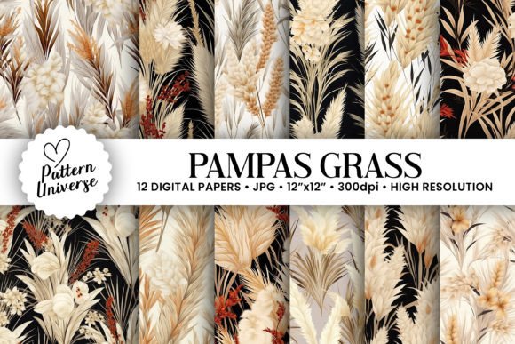 Pampas Grass Seamless Patterns for Creative Projects