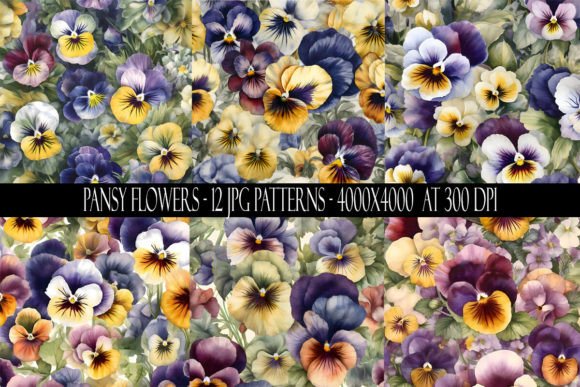 Pansy Flower Seamless Patterns