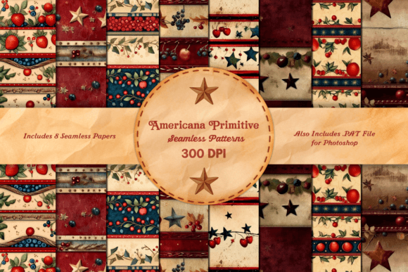 Primitive Americana Seamless Patterns