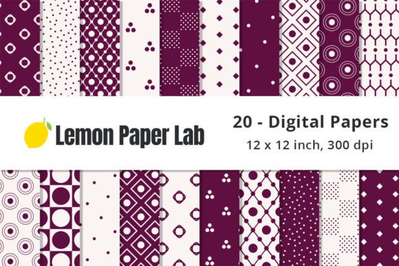 Purple Polka Dot Digital Paper Patterns