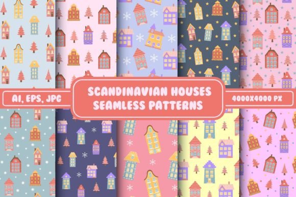Scandinavian Houses Seamless Patterns: A Versatile Design Collection for Creatives