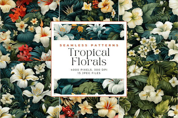 Tropical Florals Seamless Patterns