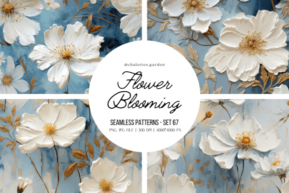 White Flowers Blooming 3D Patterns