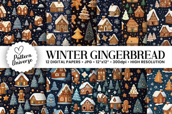 Winter Gingerbread Seamless Patterns: A Versatile Resource for Creative Projects