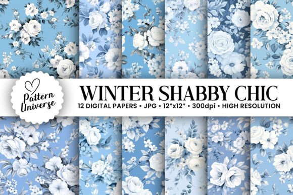 Winter Shabby Chic Flowers Patterns: A Timeless Choice for Crafting Enthusiasts